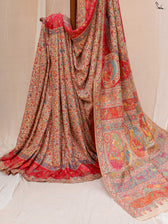 Deodar Pashm Beige Woolen Saree
