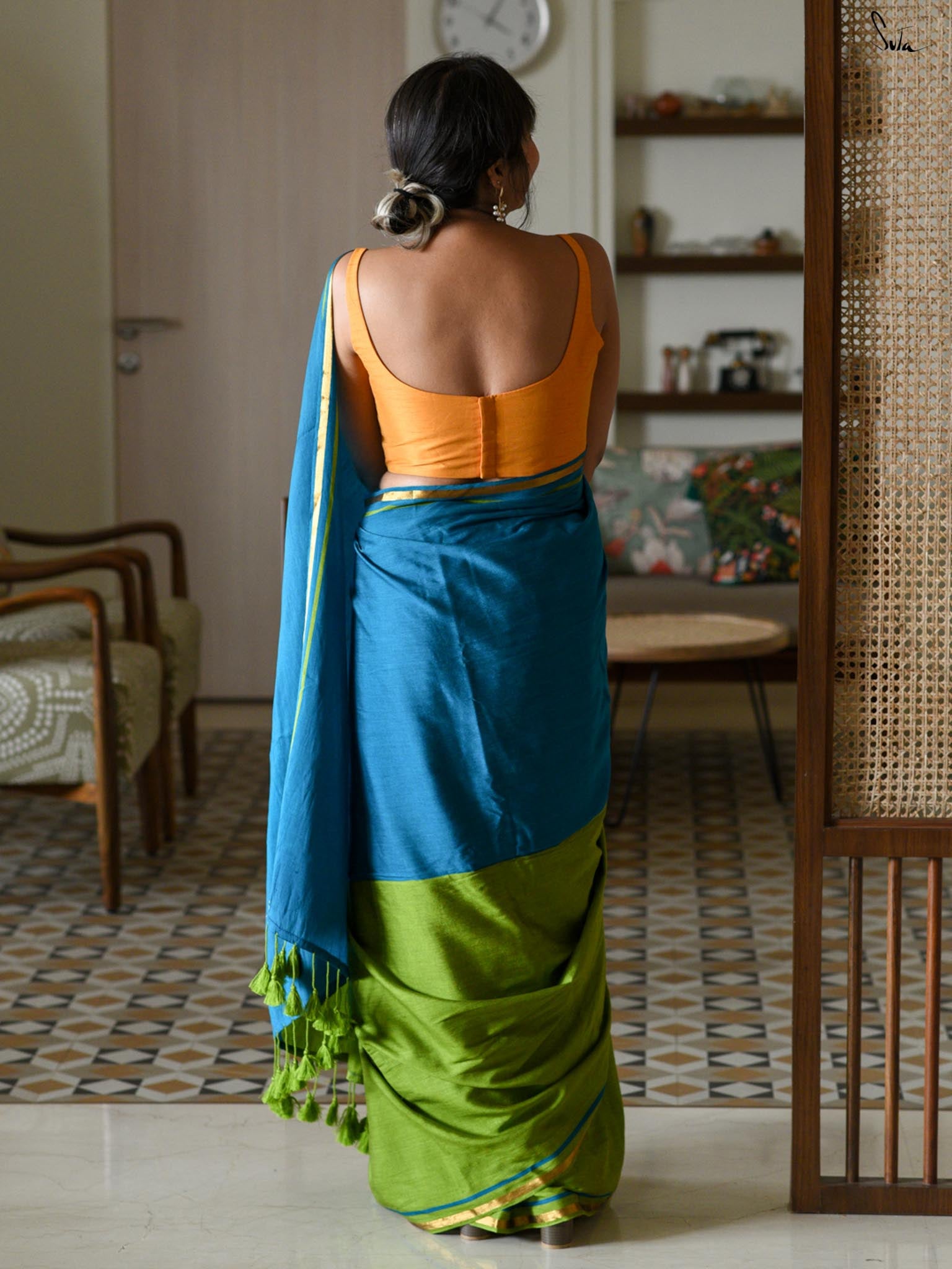 Double Trouble: Blue/Green Saree