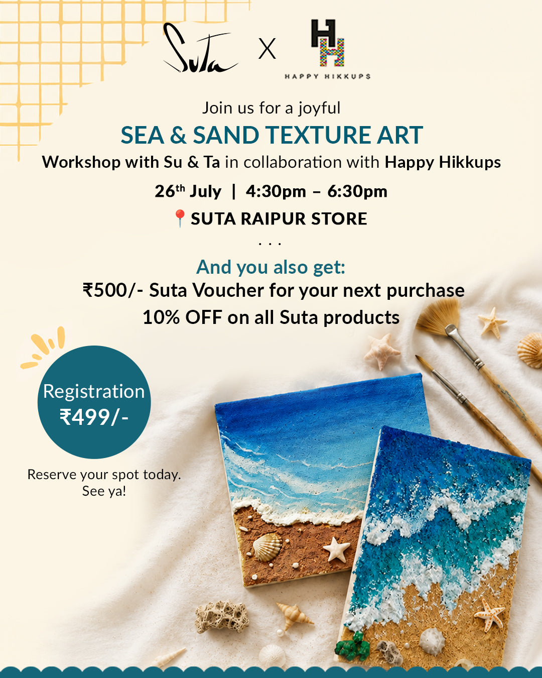 🌊 Sea & Sand Texture Art Workshop - Raipur