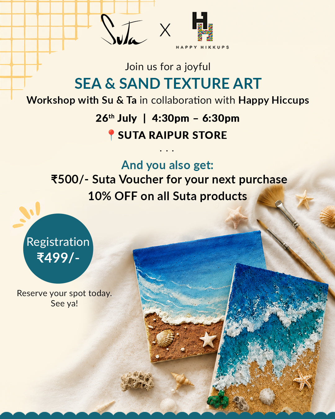🌊 Sea & Sand Texture Art Workshop - Raipur