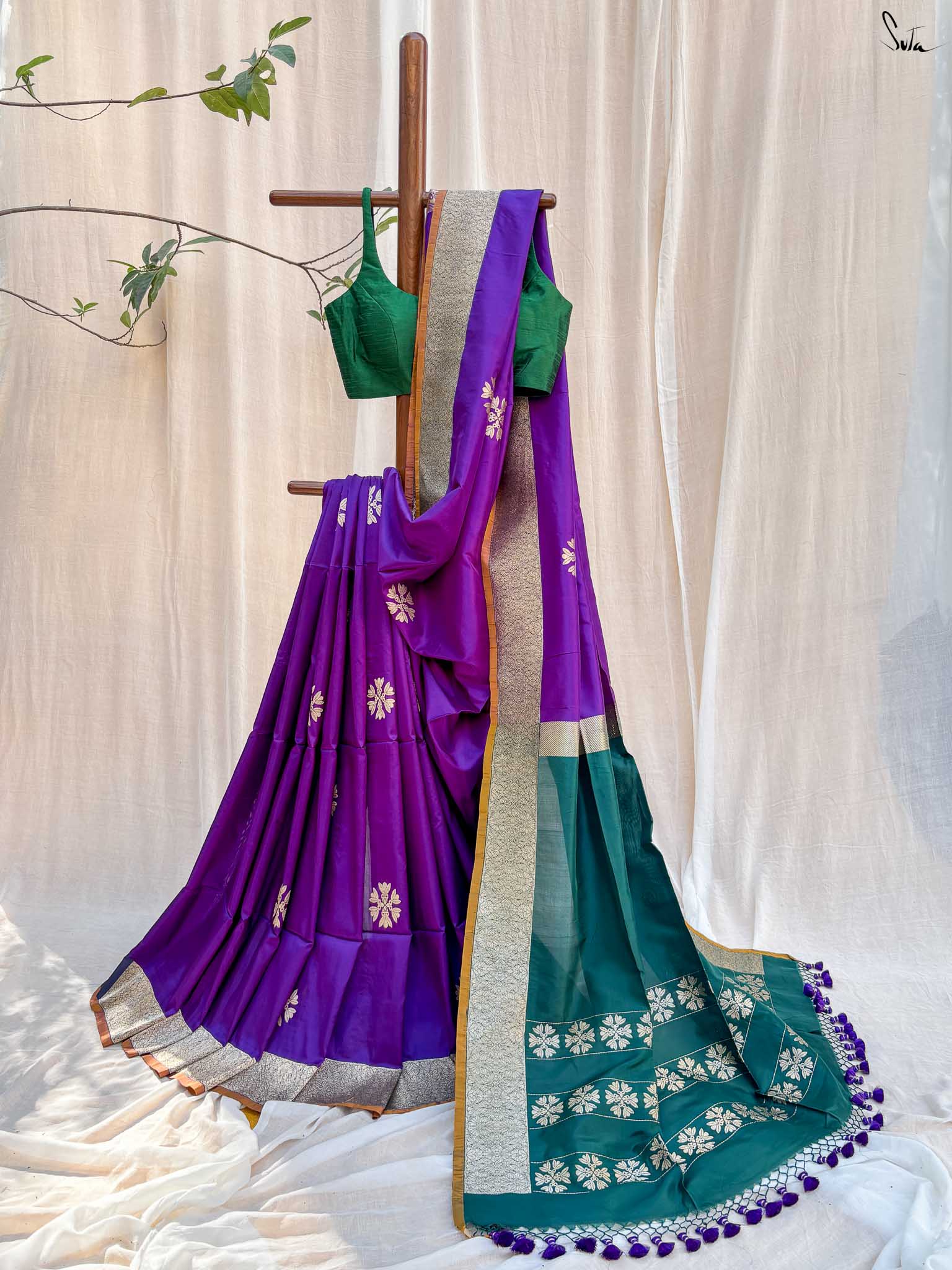Haseen Shahaana Purple Banarasi Saree