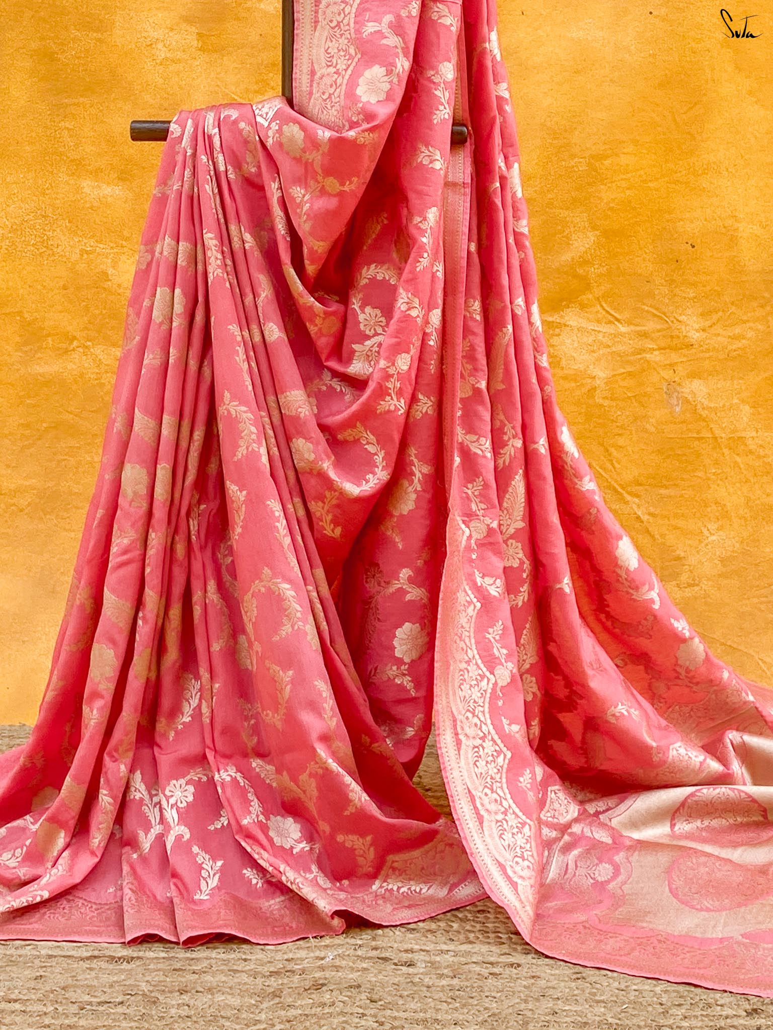 Saanjh Kesar Peach Banarasi Saree
