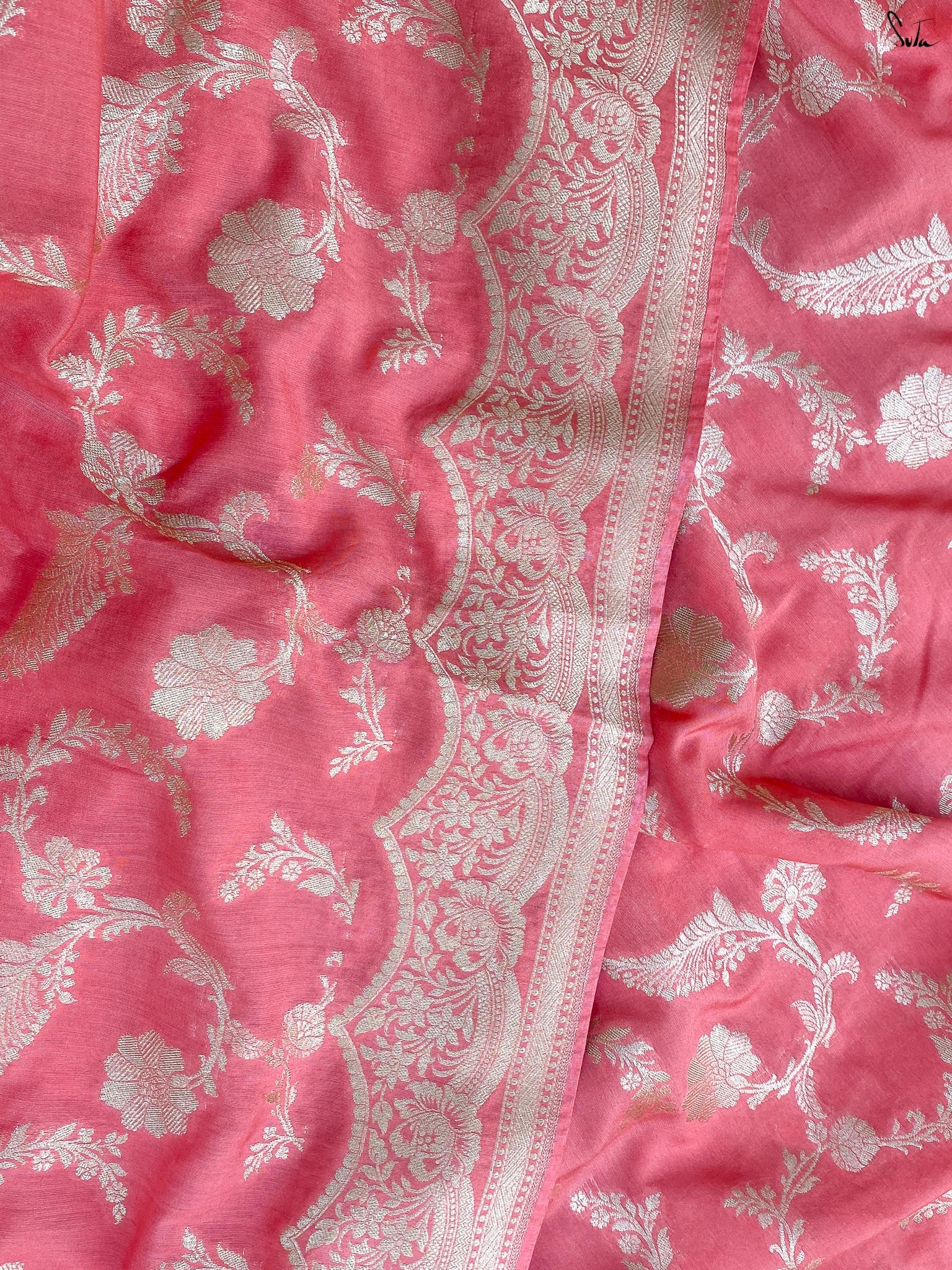 Saanjh Kesar Peach Banarasi Saree