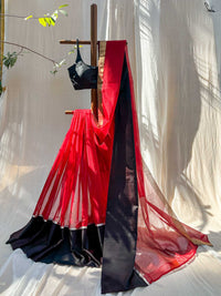 Valorous Vrinda Red Mashru Border Saree