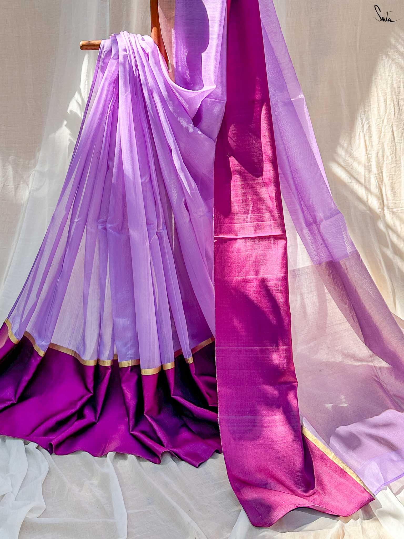 Serene Sita Lavender Mashru Border Saree