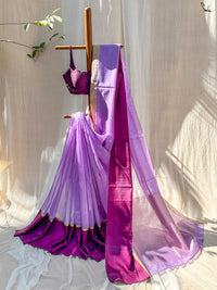Serene Sita Lavender Mashru Border Saree