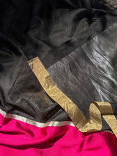 Tenacious Trisha Black Mashru Border Saree