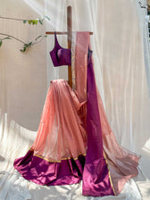 Rejuvenating Rukmini Peach Mashru Border Saree