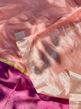 Rejuvenating Rukmini Peach Mashru Border Saree
