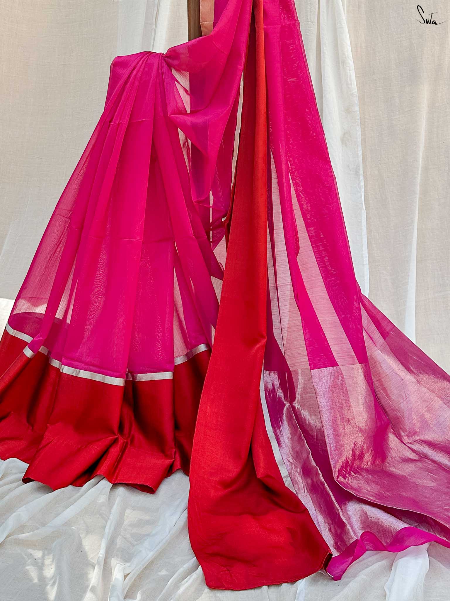 Nurturing Nirupa Pink Mashru Border Saree