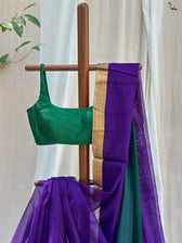 Courageous Chitrangada Purple Mashru Border Saree