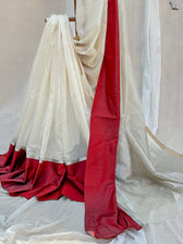 Seeking Saraswati White Mashru Border Saree