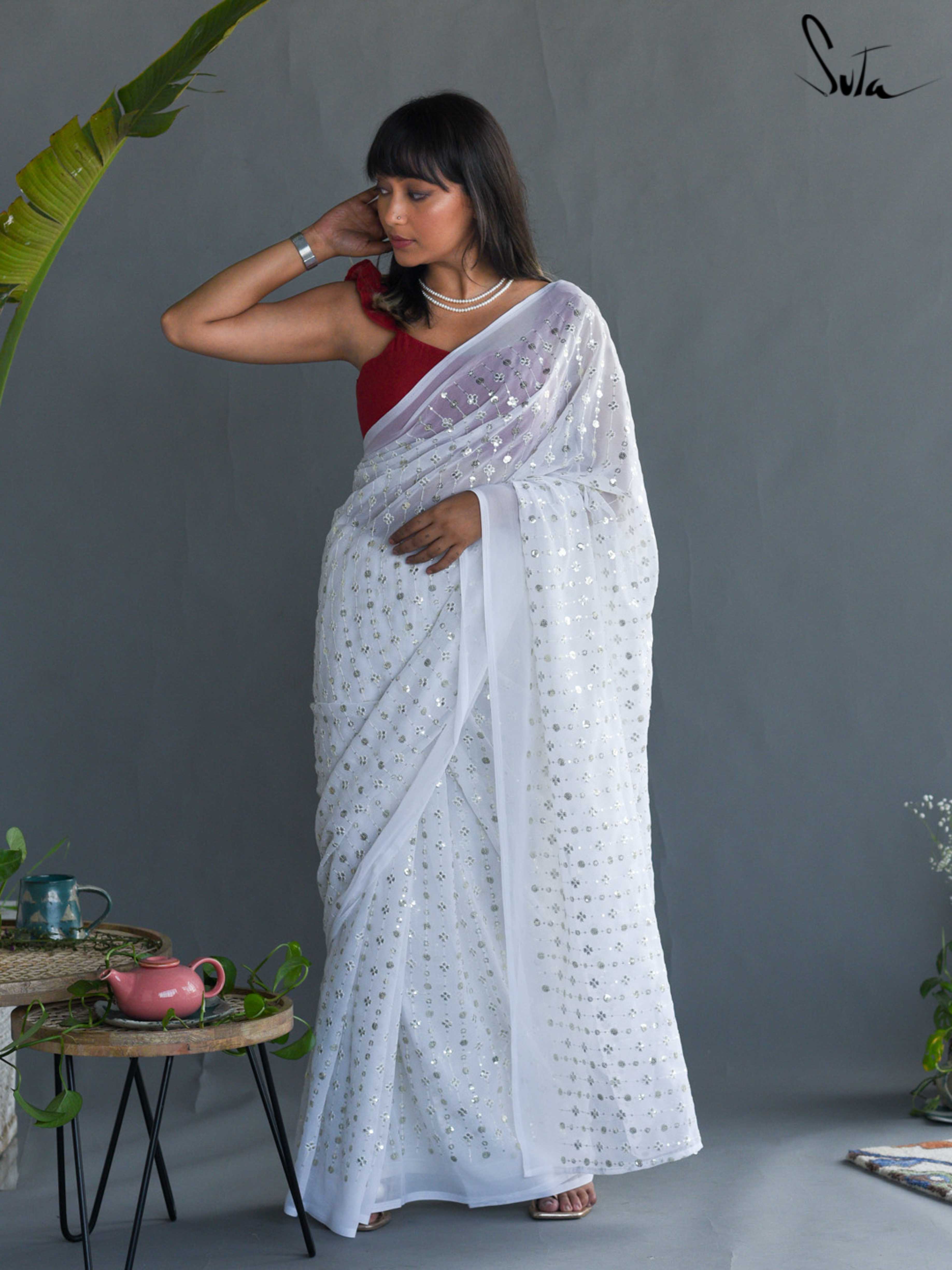 White And Red Zari Border Pure KaiKhali Raw Silk Sarees – Dailybuyys