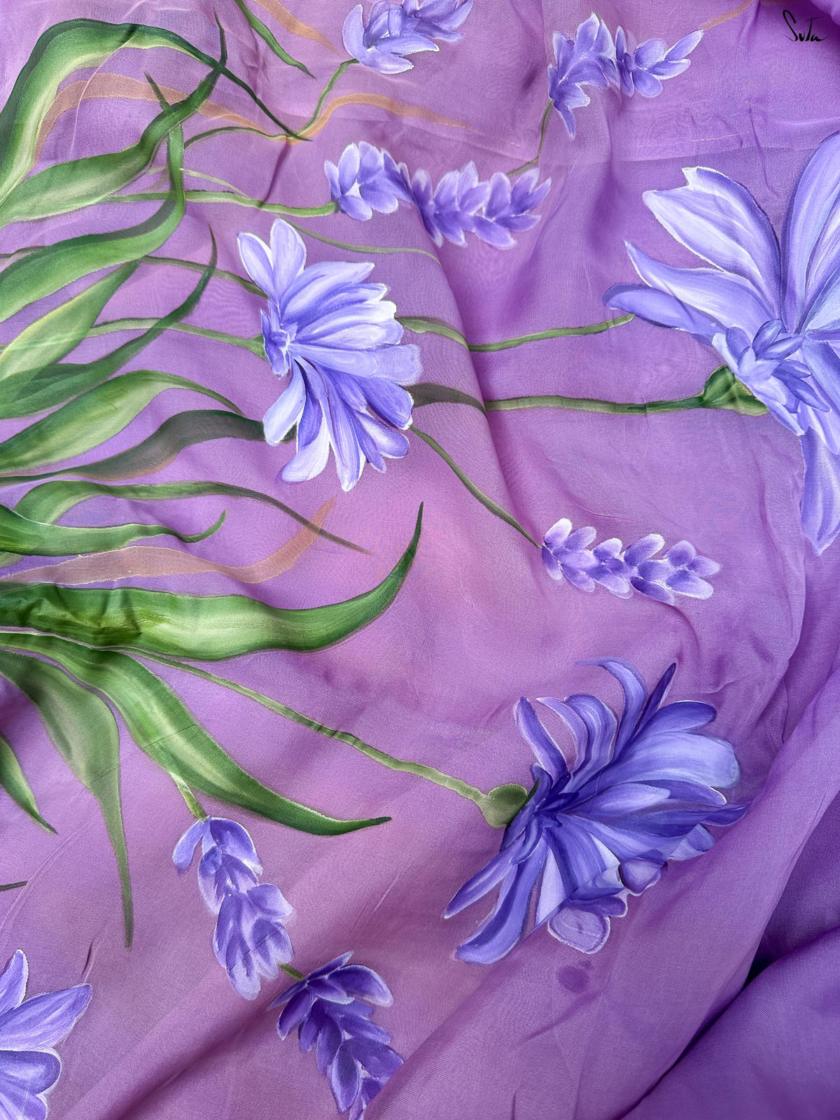 Lilac Sonata (Hand Painted Viscose Saree)