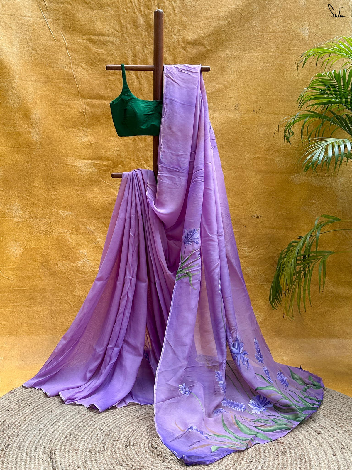Lilac Sonata (Hand Painted Viscose Saree)