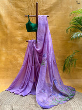 Lilac Sonata (Hand Painted Viscose Saree)