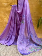 Lilac Sonata (Hand Painted Viscose Saree)