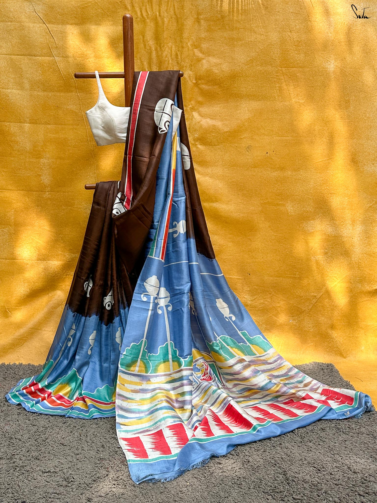 Megher Rong (Hand Painted Batik Silk Saree)