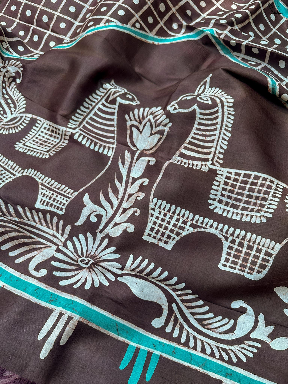 Neel Aabir(Hand Painted Batik Silk Saree)