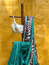 Neel Aabir(Hand Painted Batik Silk Saree)