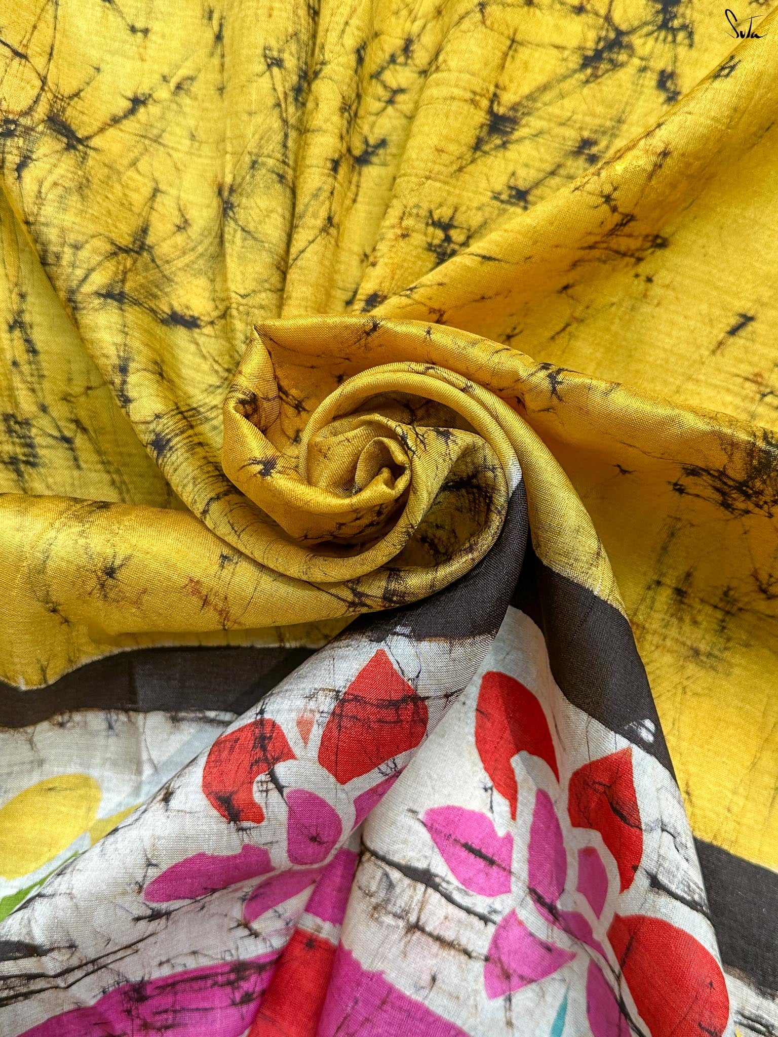 Neel Batasha (Hand Painted Batik Silk Saree)