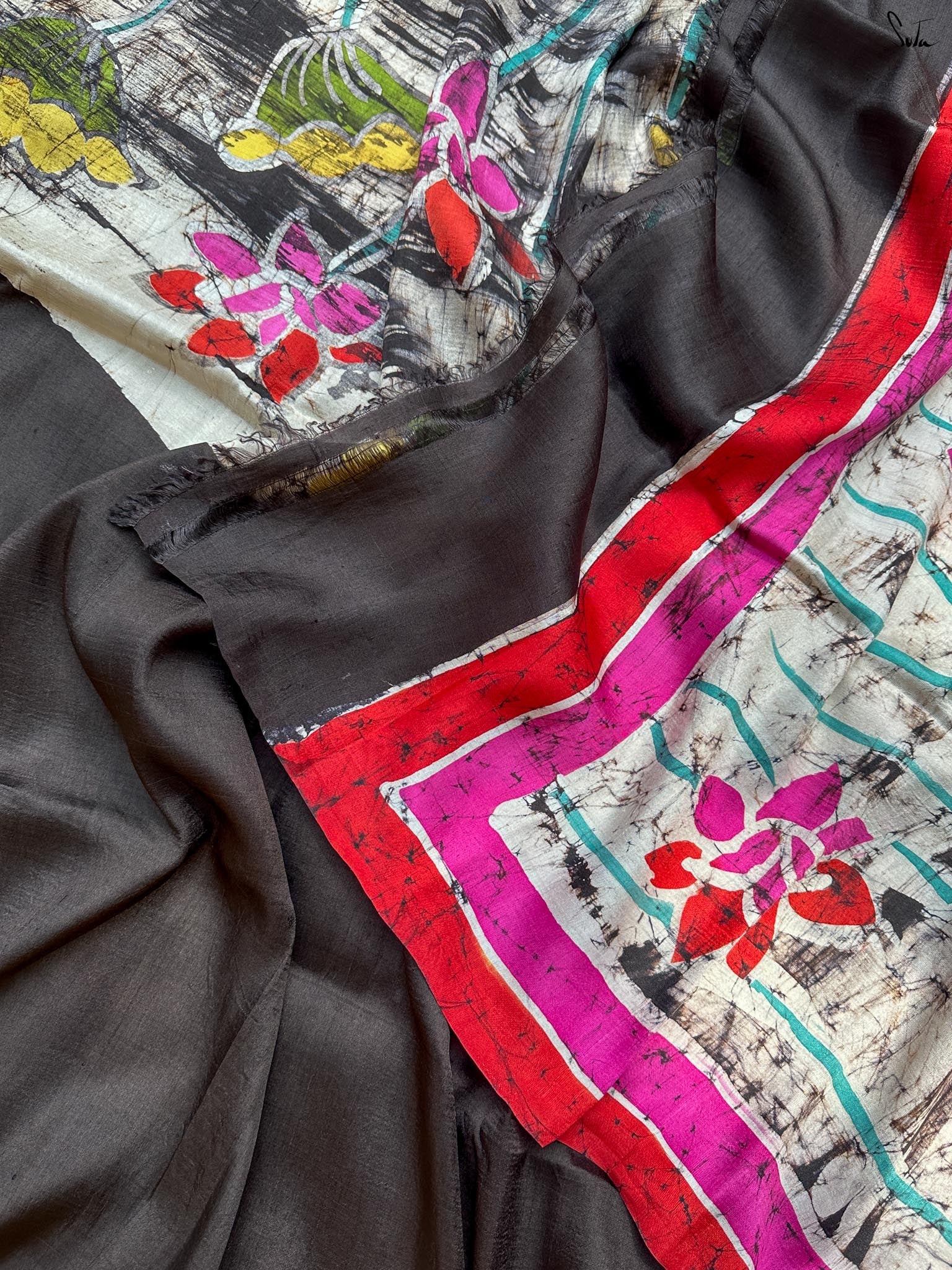 Neel Batasha (Hand Painted Batik Silk Saree)