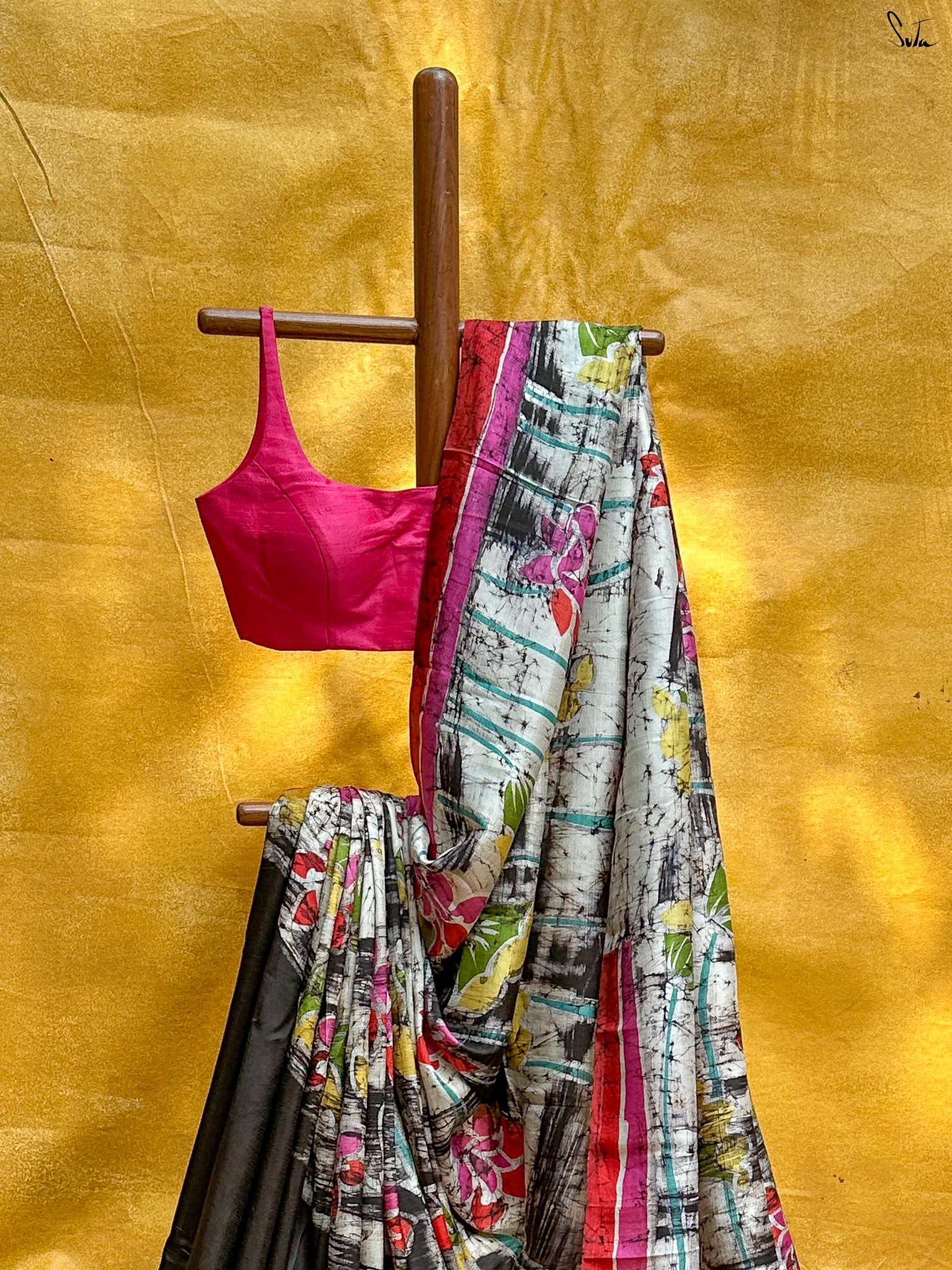 Neel Batasha (Hand Painted Batik Silk Saree)