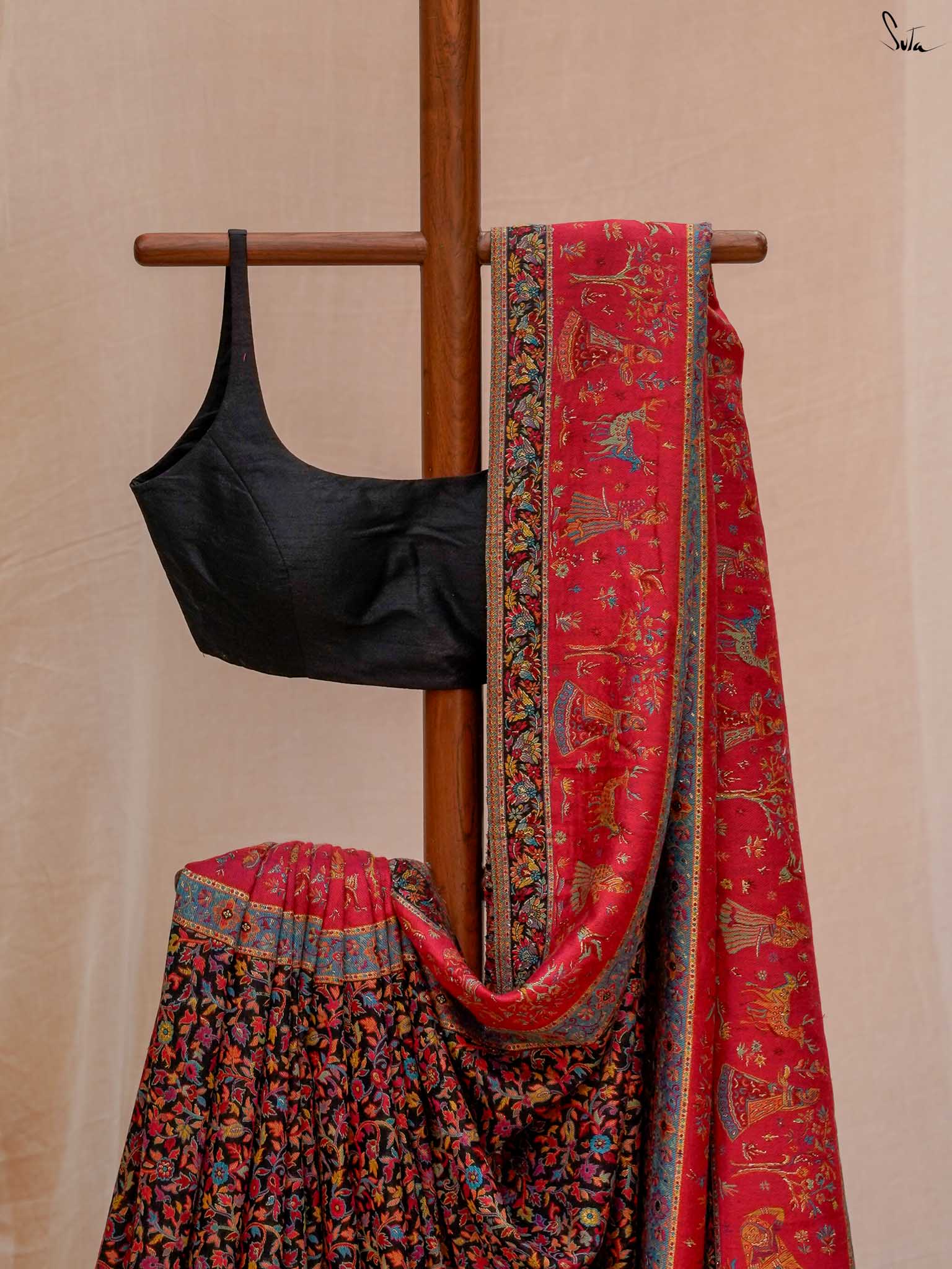 Nettle Pashm Multicolour Woolen Saree