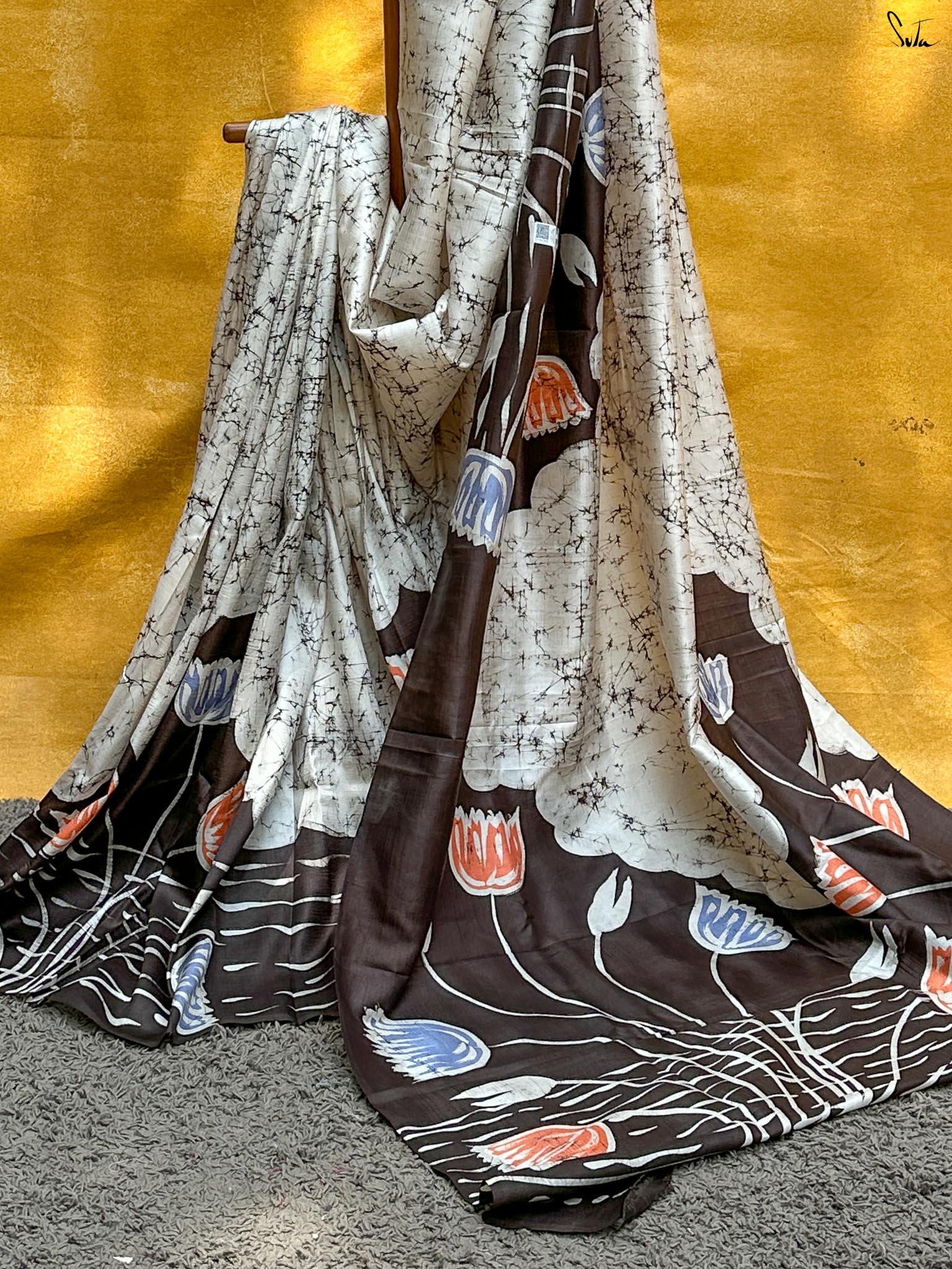 Nodi Dhara (Hand Painted Batik Silk Saree)