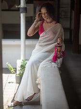 Off White Mul Saree