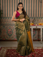 Milthila Palkar in Green Zari Plain Saree