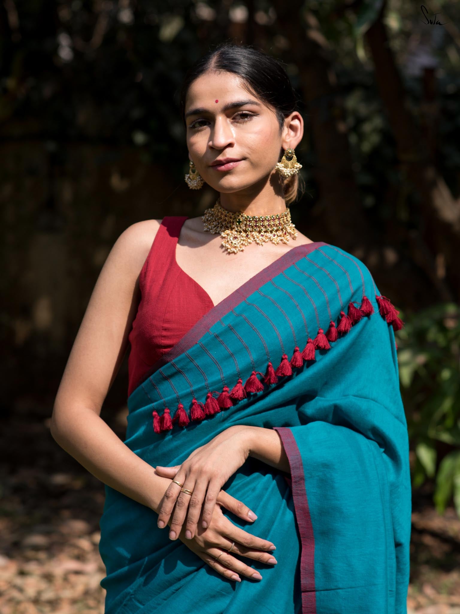 Red Tassel Saree