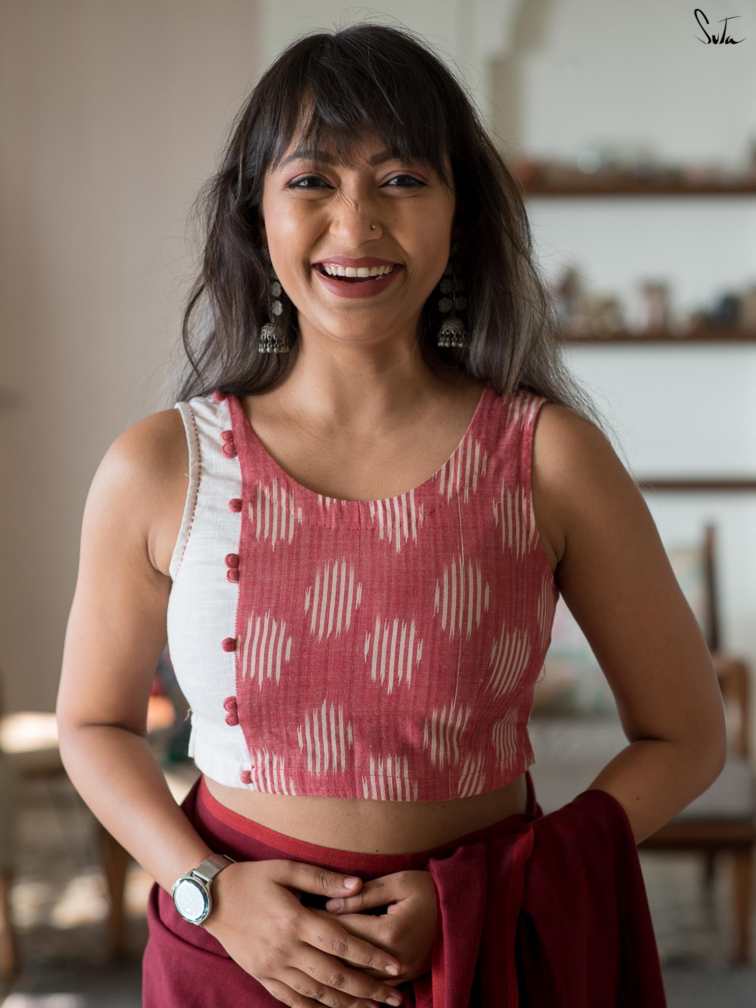 Overlap Gulabi Ikkat