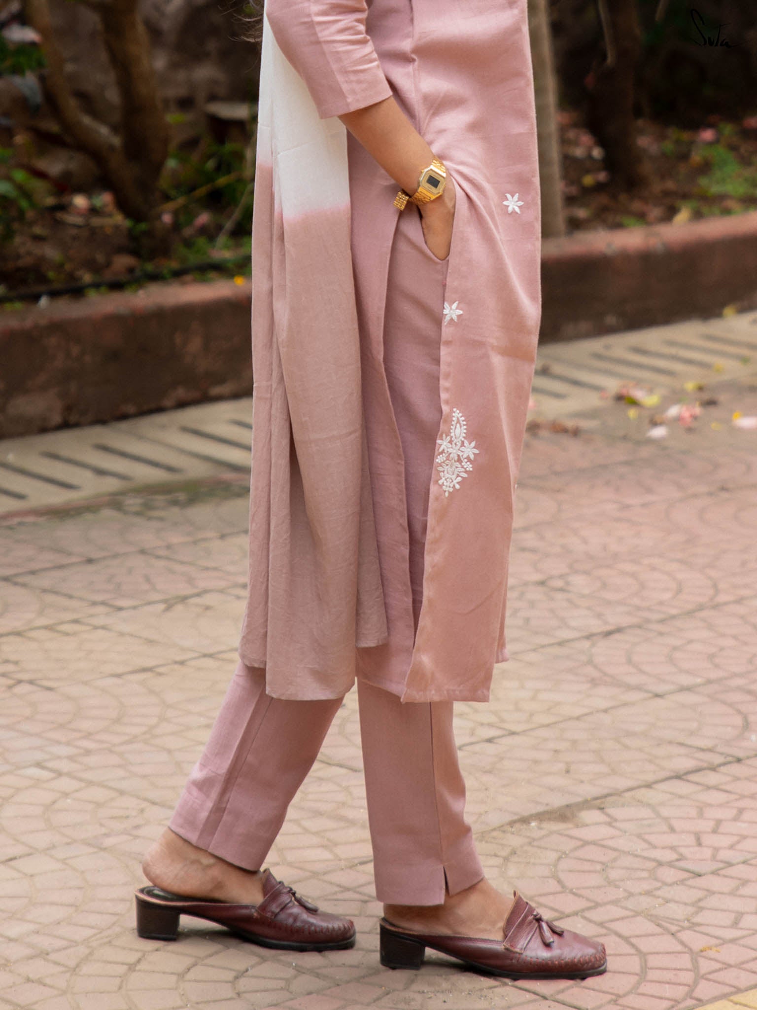 Suta Pink Cotton Kurta Set