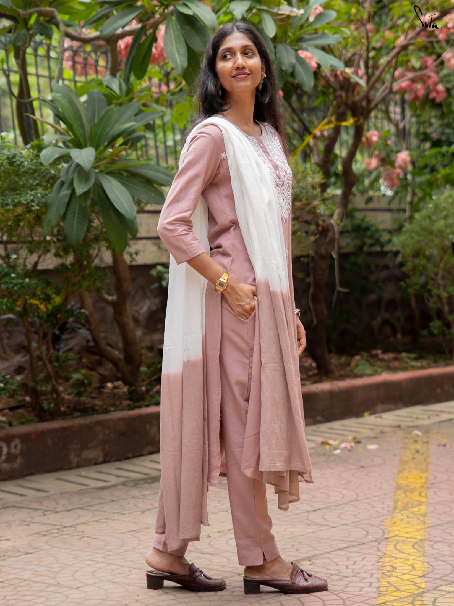 Suta Pink Cotton Kurta Set