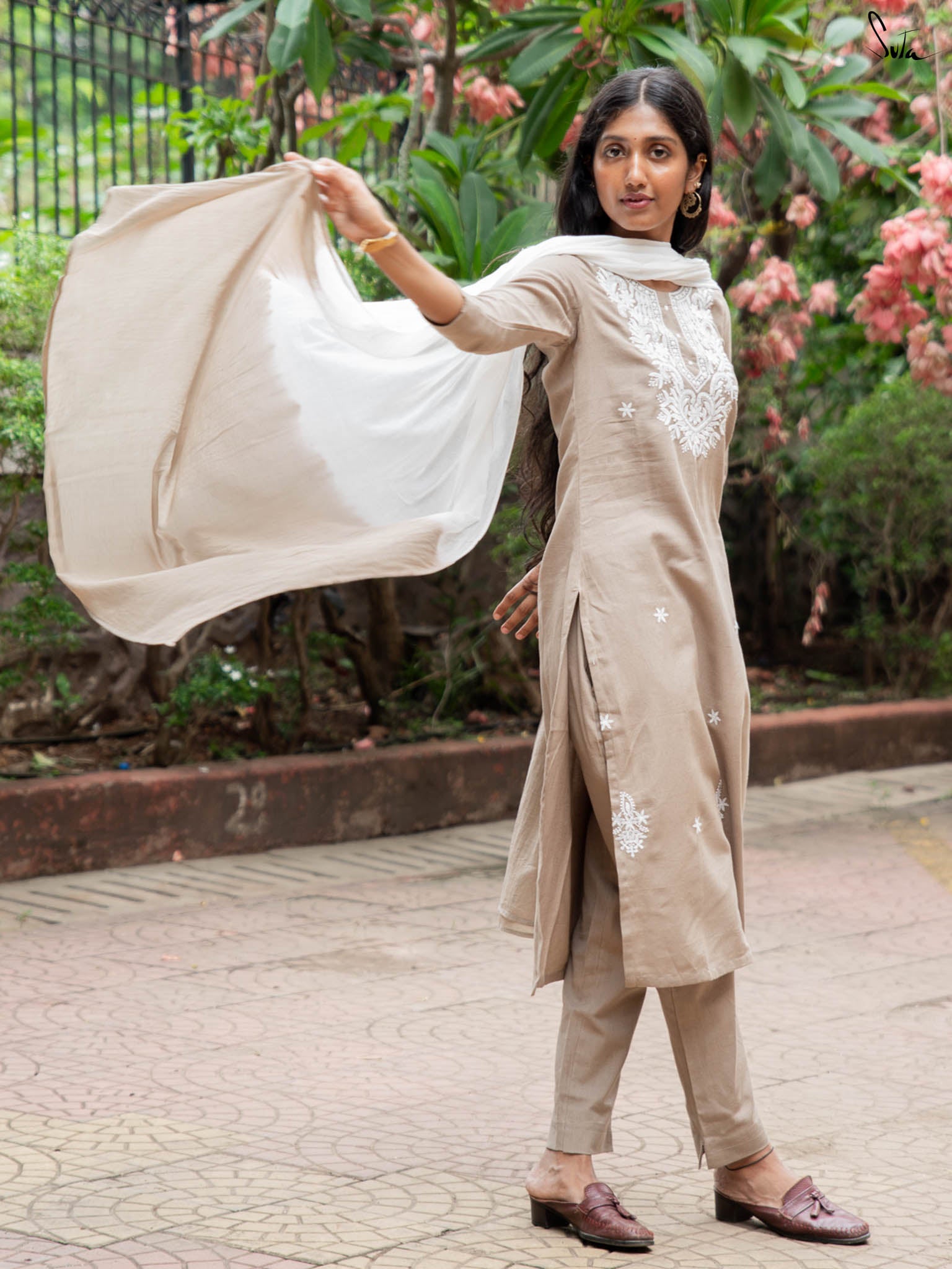 Suta Beige Cotton Kurta Set