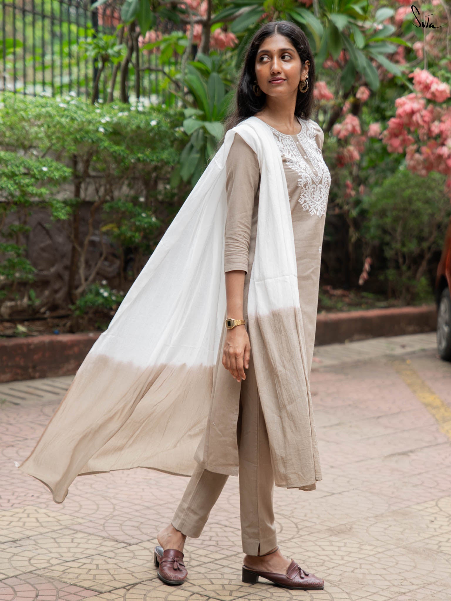 Suta Beige Cotton Kurta Set