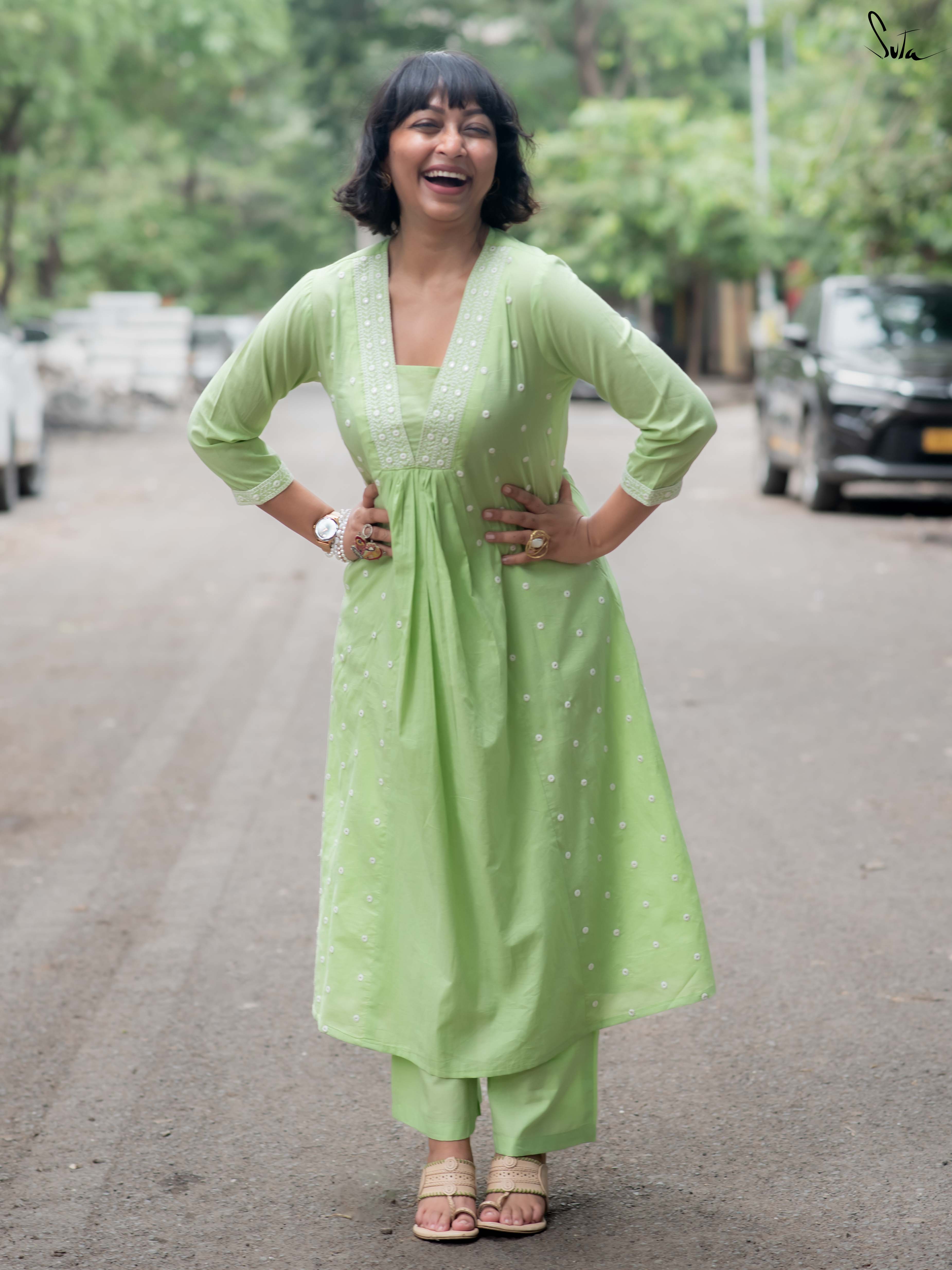 Suta Green Cotton Kurta Set