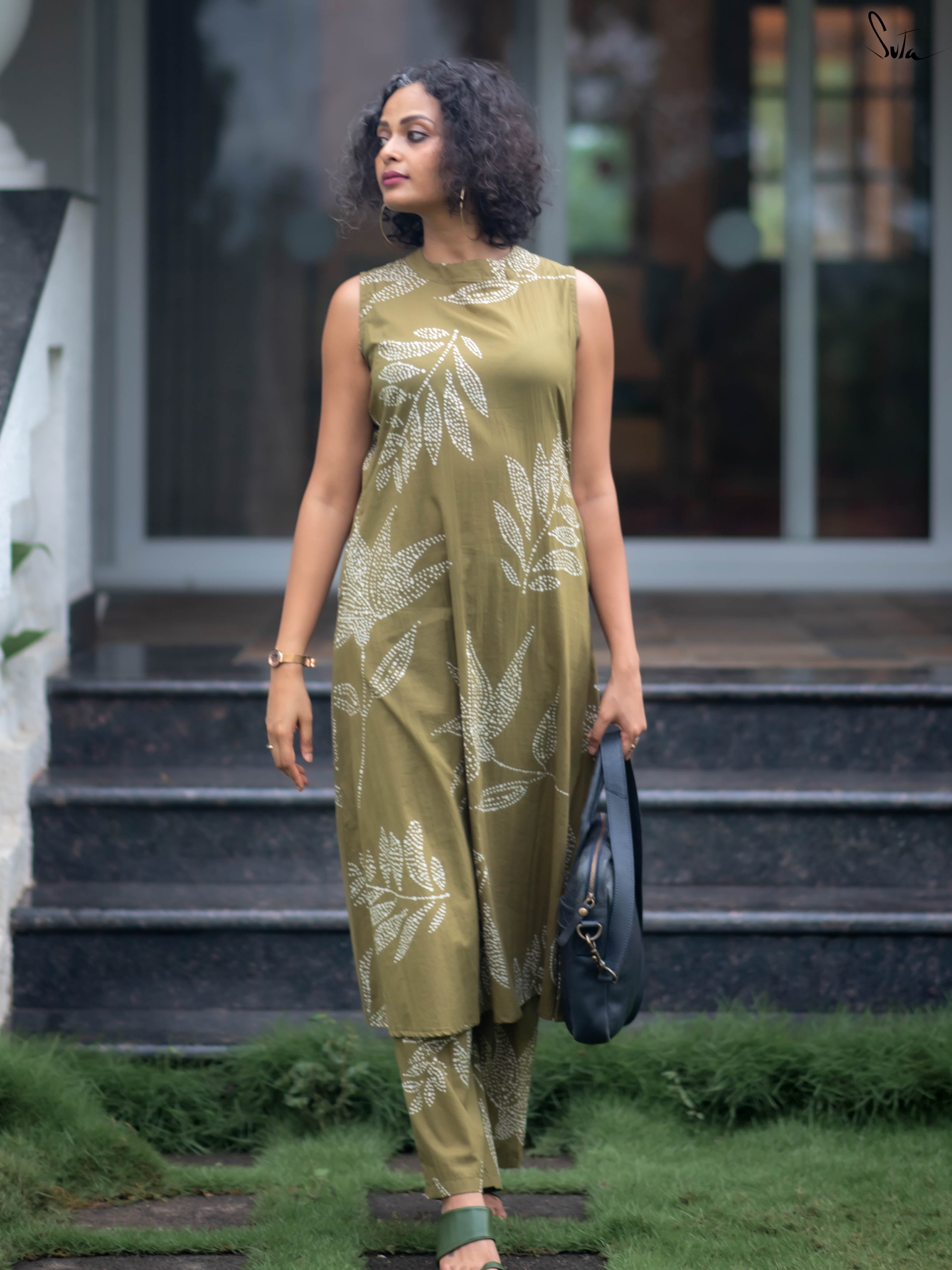Suta Olive Cotton Kurta Set