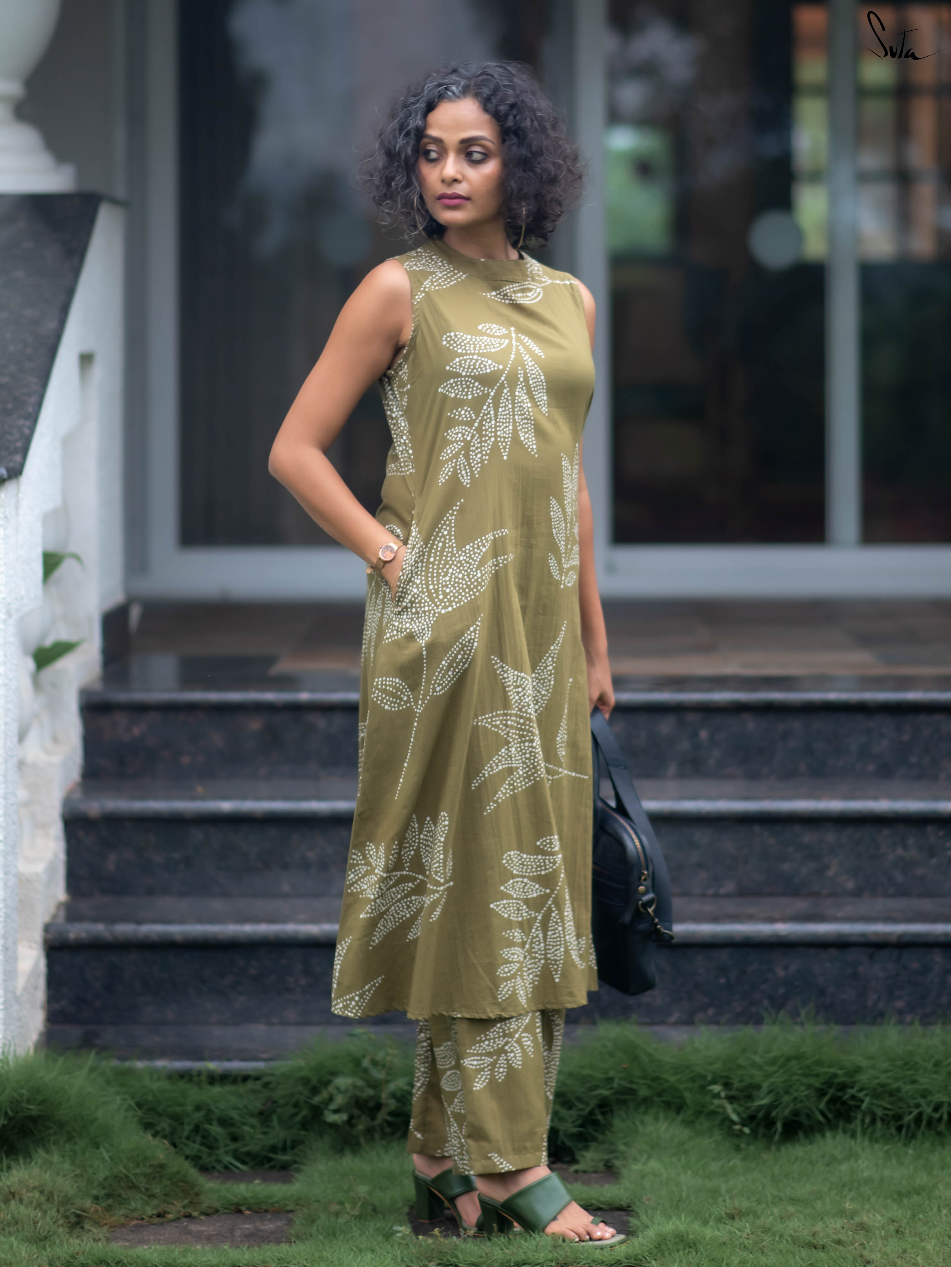 Suta Olive Cotton Kurta Set