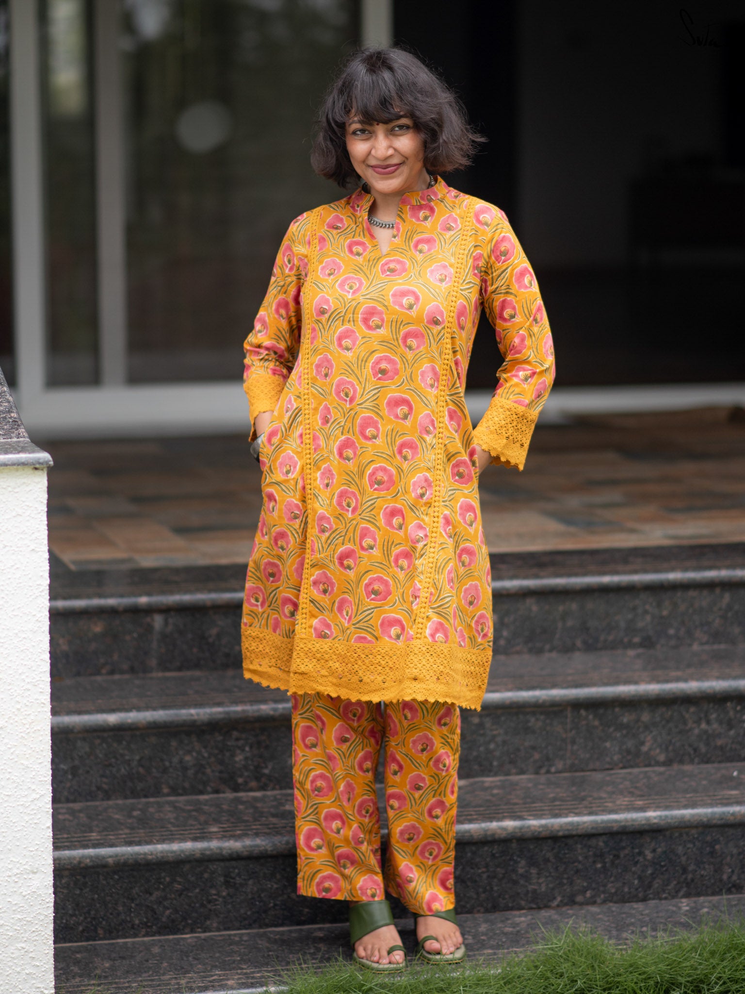 Suta Mustard Cotton Kurta Set