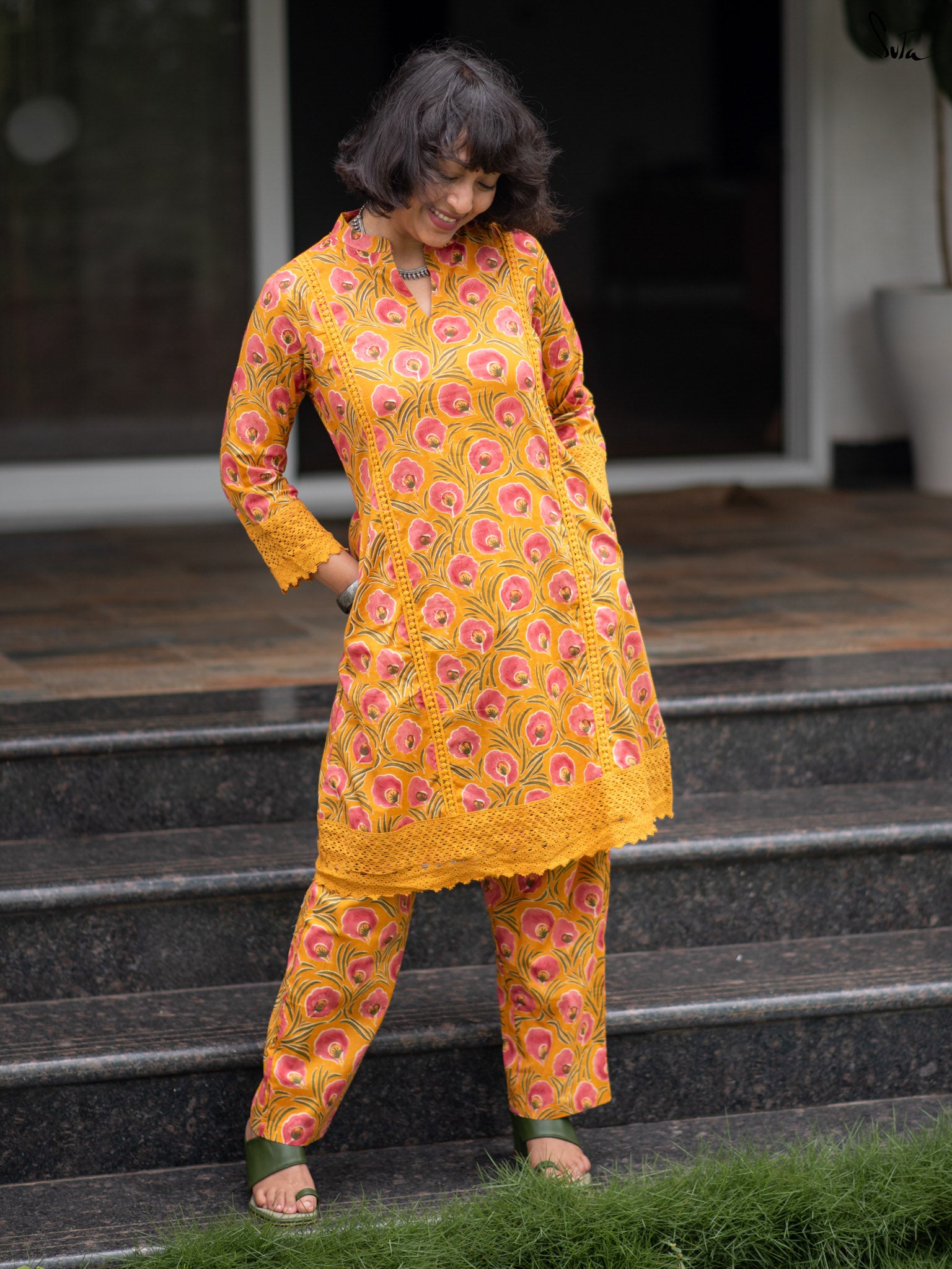 Suta Mustard Cotton Kurta Set