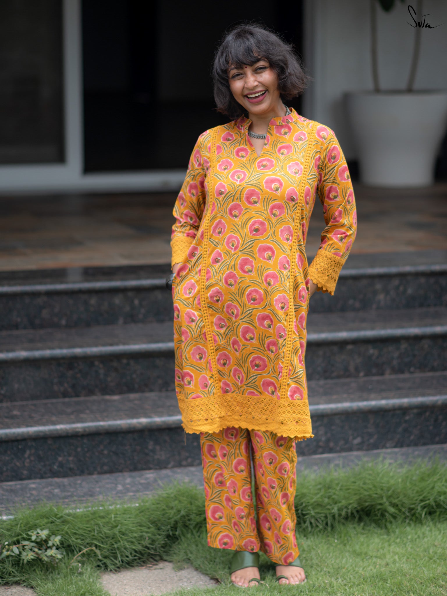 Suta Mustard Cotton Kurta Set
