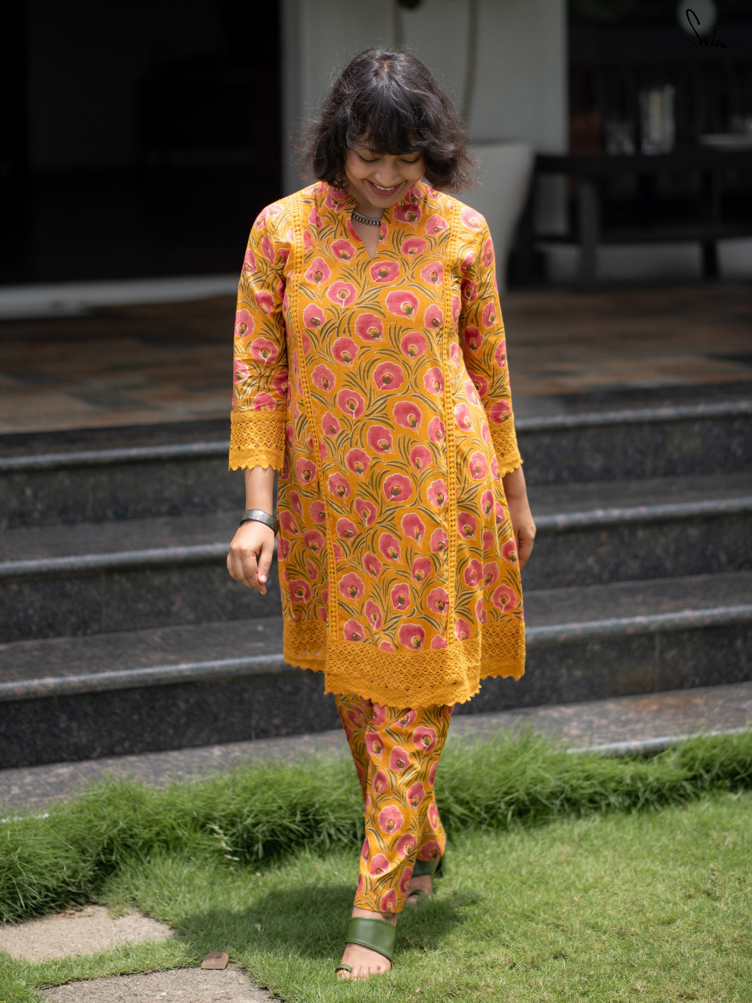 Suta Mustard Cotton Kurta Set