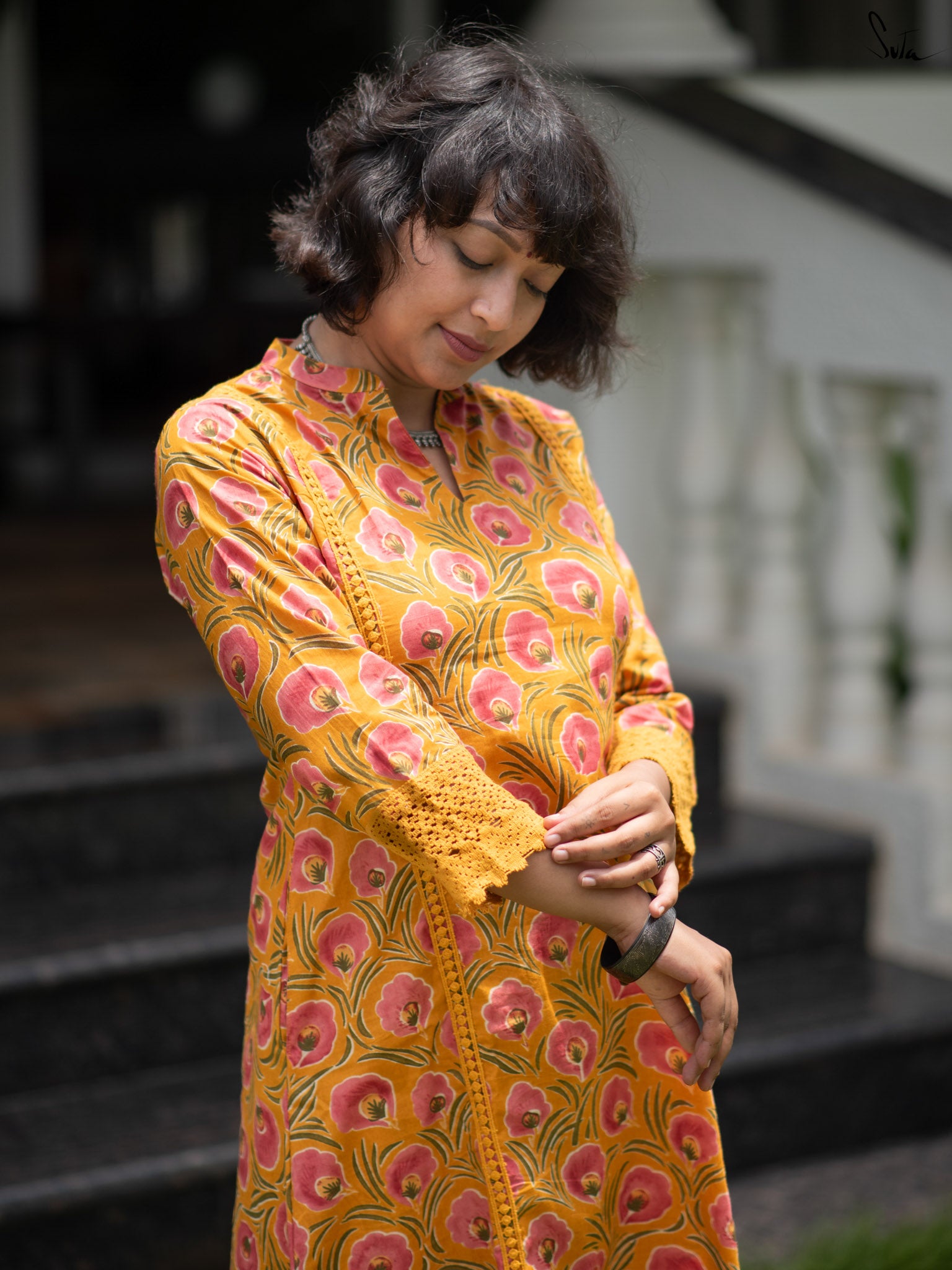 Suta Mustard Cotton Kurta Set