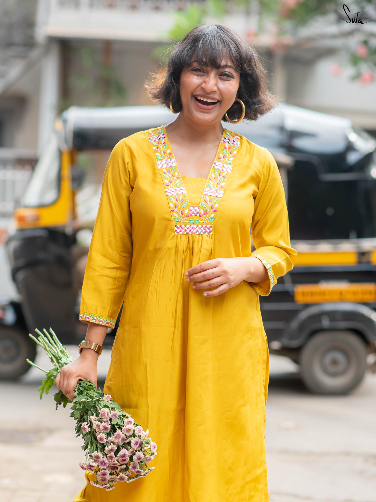 Suta Mustard Silk Kurta Set