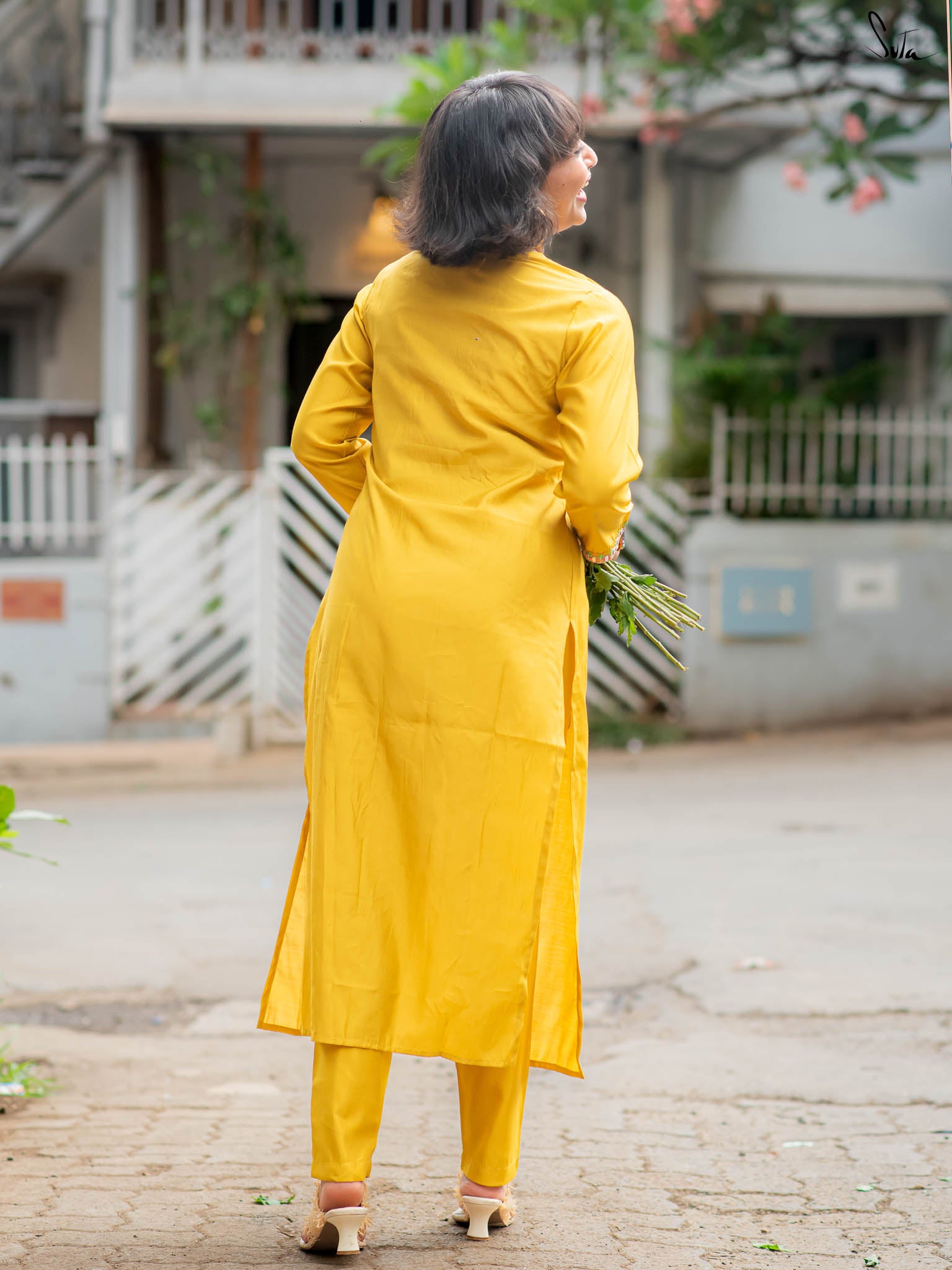 Suta Mustard Silk Kurta Set