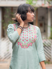 Suta Blue Silk Kurta Set