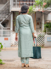 Suta Blue Silk Kurta Set