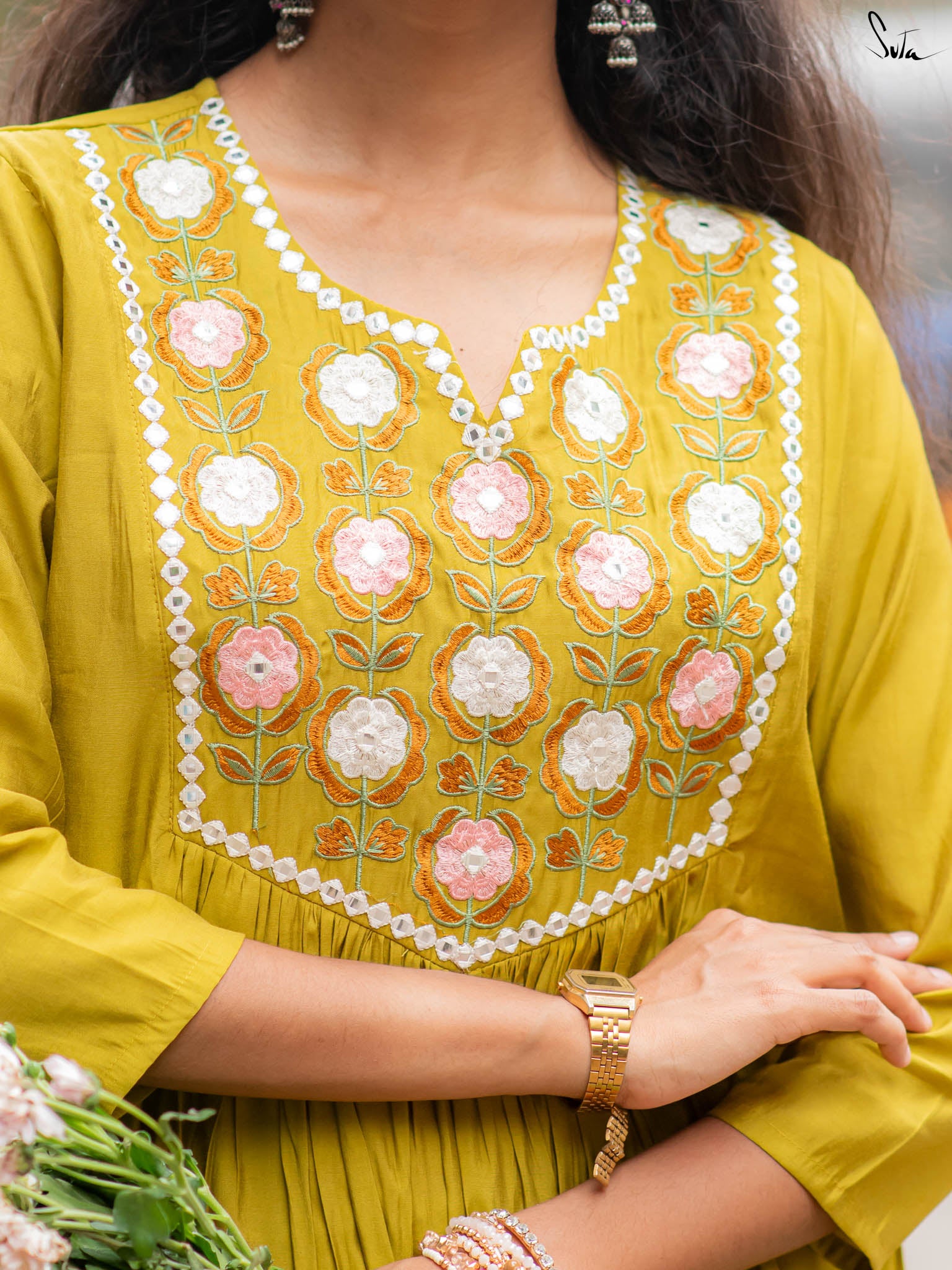 Suta Mustard Silk Kurta Set